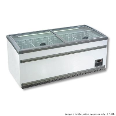 F.E.D. Temperate Thermaster ZCD-E185S Supermarket Island Dual Temperature Freezer & Chiller‌ with Glass Sliding Lids