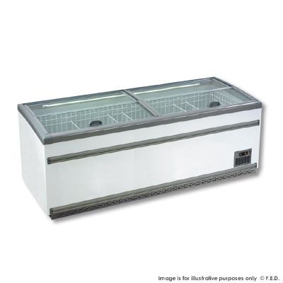 F.E.D. Temperate Thermaster ZCD-L250S Supermarket Island Dual Temperature Freezer & Chiller‌ with Glass Sliding Lids